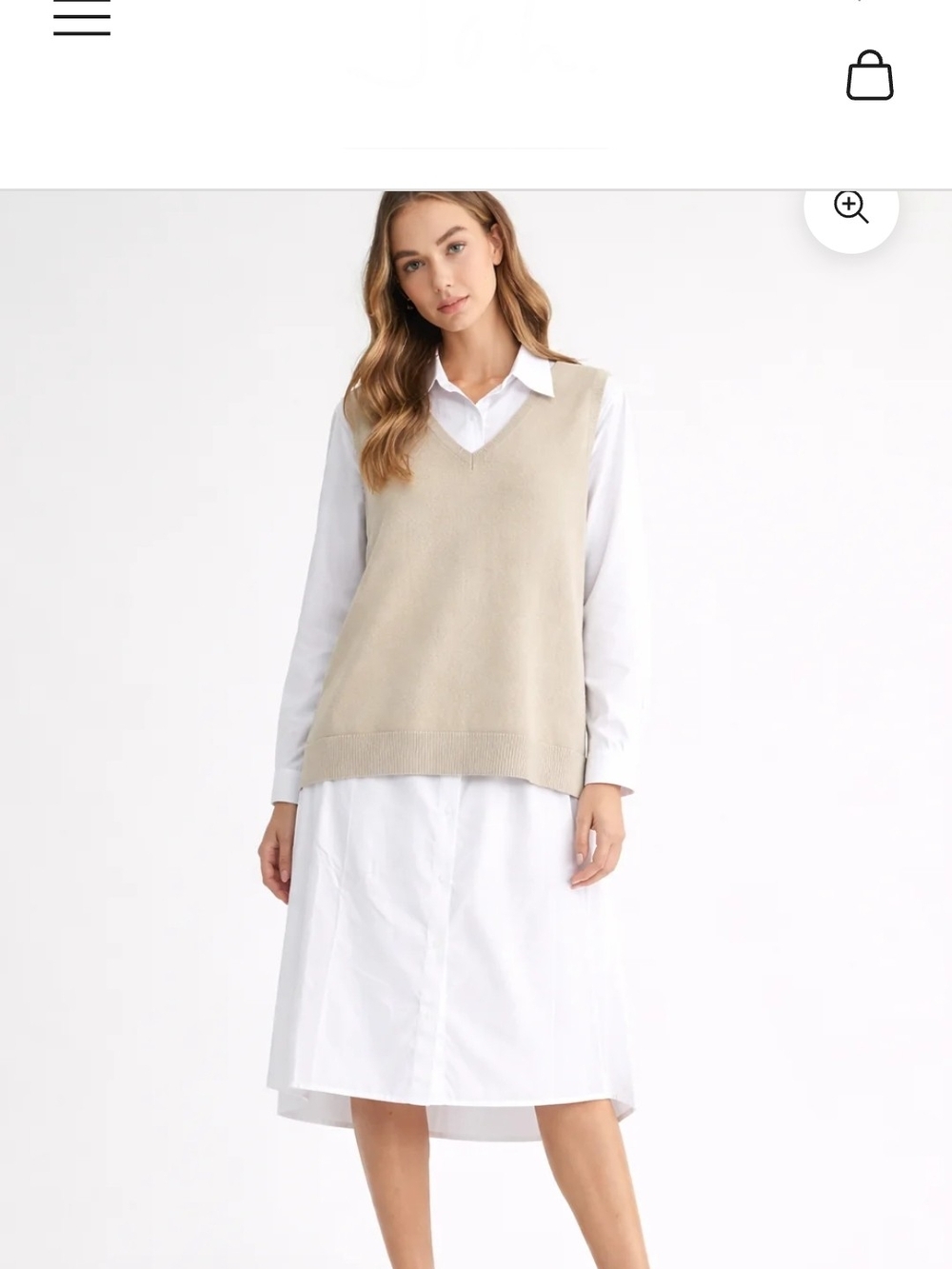 Oh Woven Shirt Dress With Detachable Sweater Knitted Vest